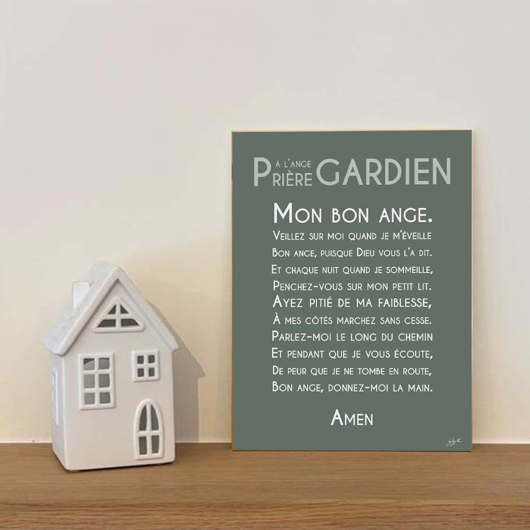 Affiche prière Ange Gardien – décoration murale chrétienne pour enfant inspirée de la protection de l'ange gardien.