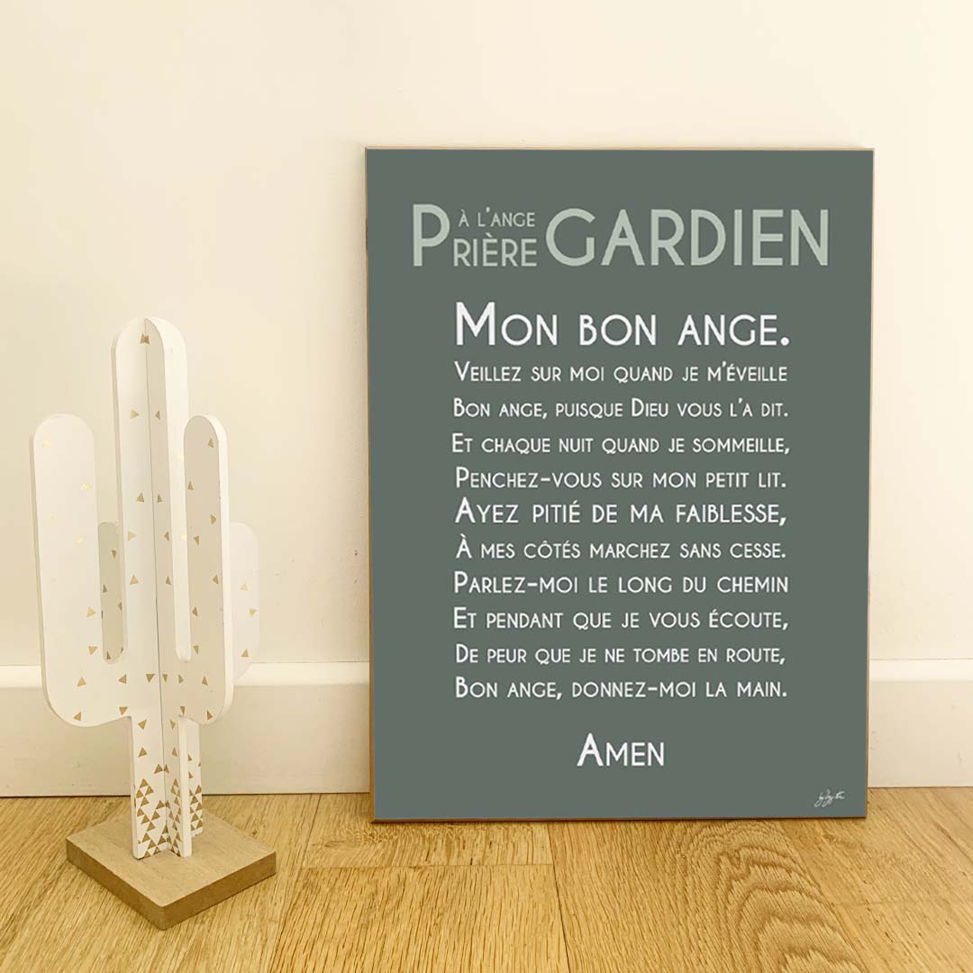Affiche prière Ange Gardien – décoration murale chrétienne pour enfant inspirée de la protection de l'ange gardien.