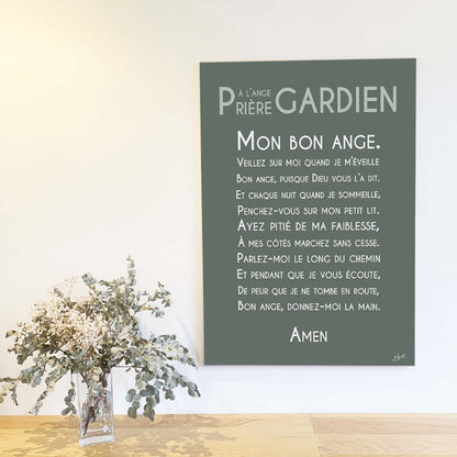 Affiche prière Ange Gardien – décoration murale chrétienne pour enfant inspirée de la protection de l'ange gardien.