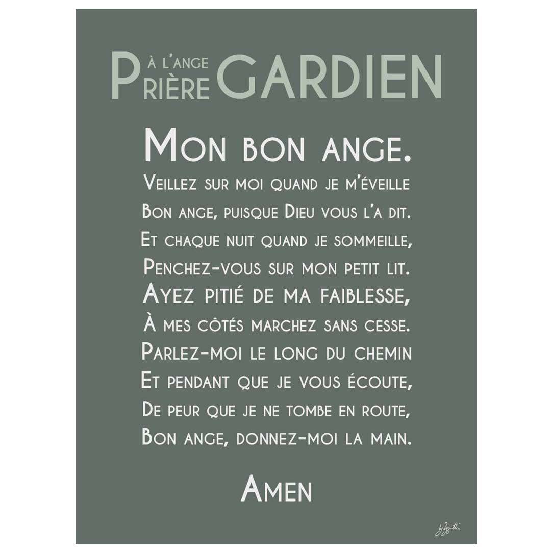 Affiche prière Ange Gardien – décoration murale chrétienne pour enfant inspirée de la protection de l'ange gardien