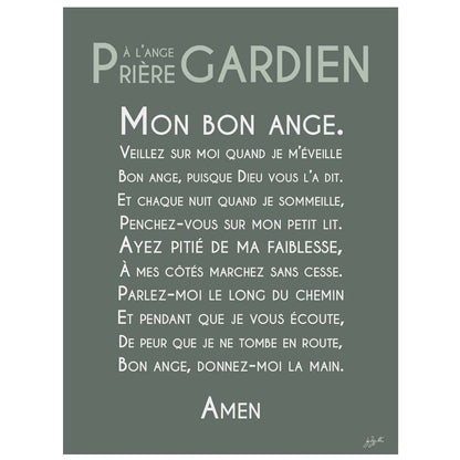 Affiche prière Ange Gardien – décoration murale chrétienne pour enfant inspirée de la protection de l'ange gardien