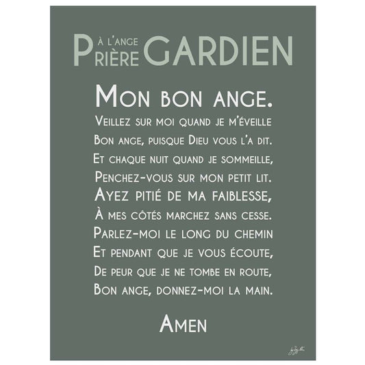 Affiche prière Ange Gardien – décoration murale chrétienne pour enfant inspirée de la protection de l'ange gardien