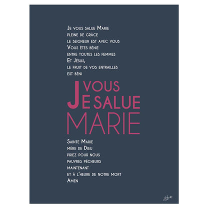 Affiche prière à Marie – décoration murale chrétienne inspirée de la Vierge Marie et de la foi catholique.