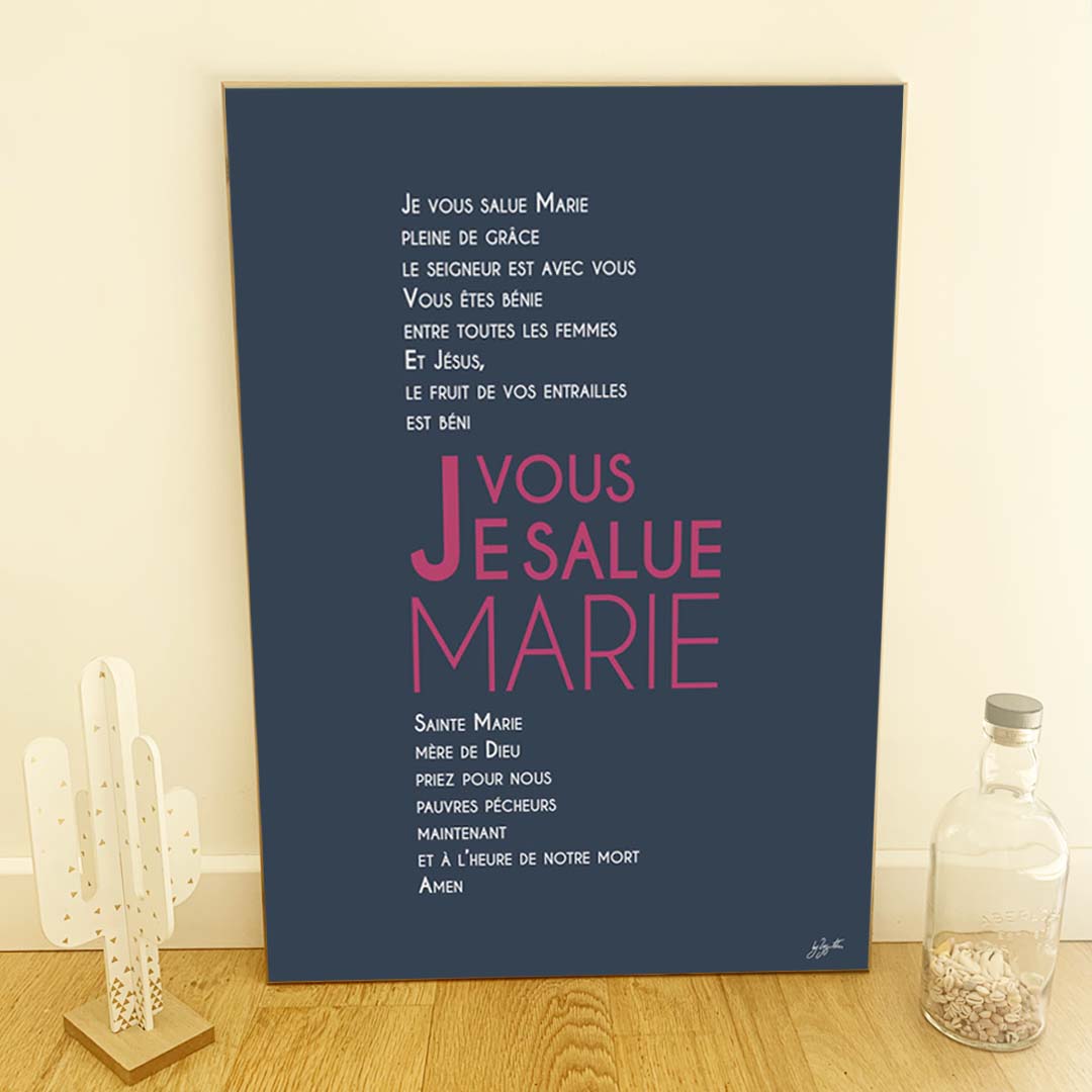Affiche prière à Marie – décoration murale chrétienne inspirée de la Vierge Marie et de la foi catholique.