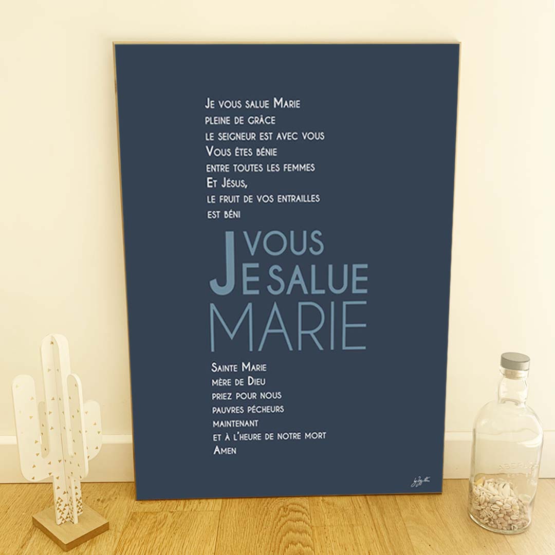 Affiche prière à Marie – décoration murale chrétienne inspirée de la Vierge Marie et de la foi catholique.