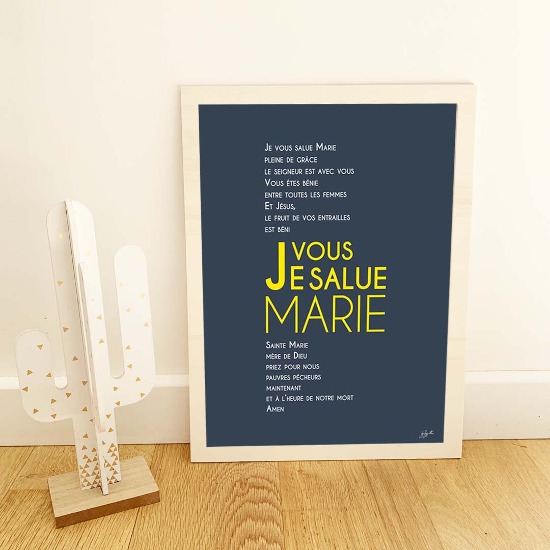 Affiche prière à Marie – décoration murale chrétienne inspirée de la Vierge Marie et de la foi catholique.