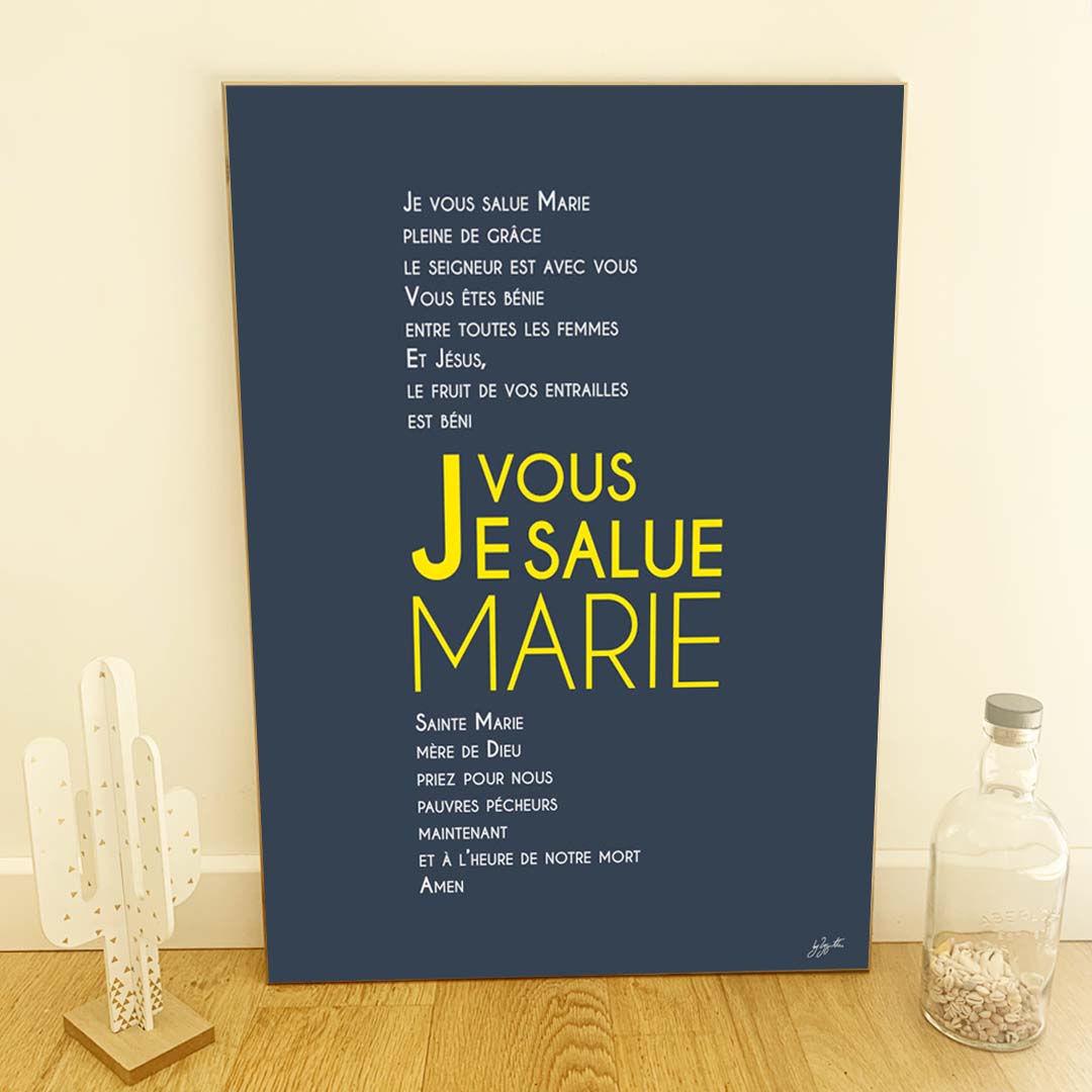 Affiche prière à Marie – décoration murale chrétienne inspirée de la Vierge Marie et de la foi catholique.