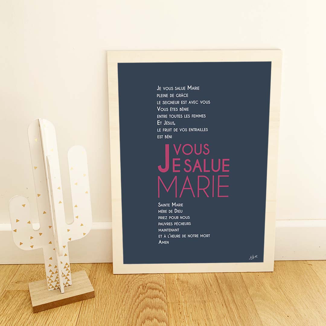 Affiche prière à Marie – décoration murale chrétienne inspirée de la Vierge Marie et de la foi catholique.