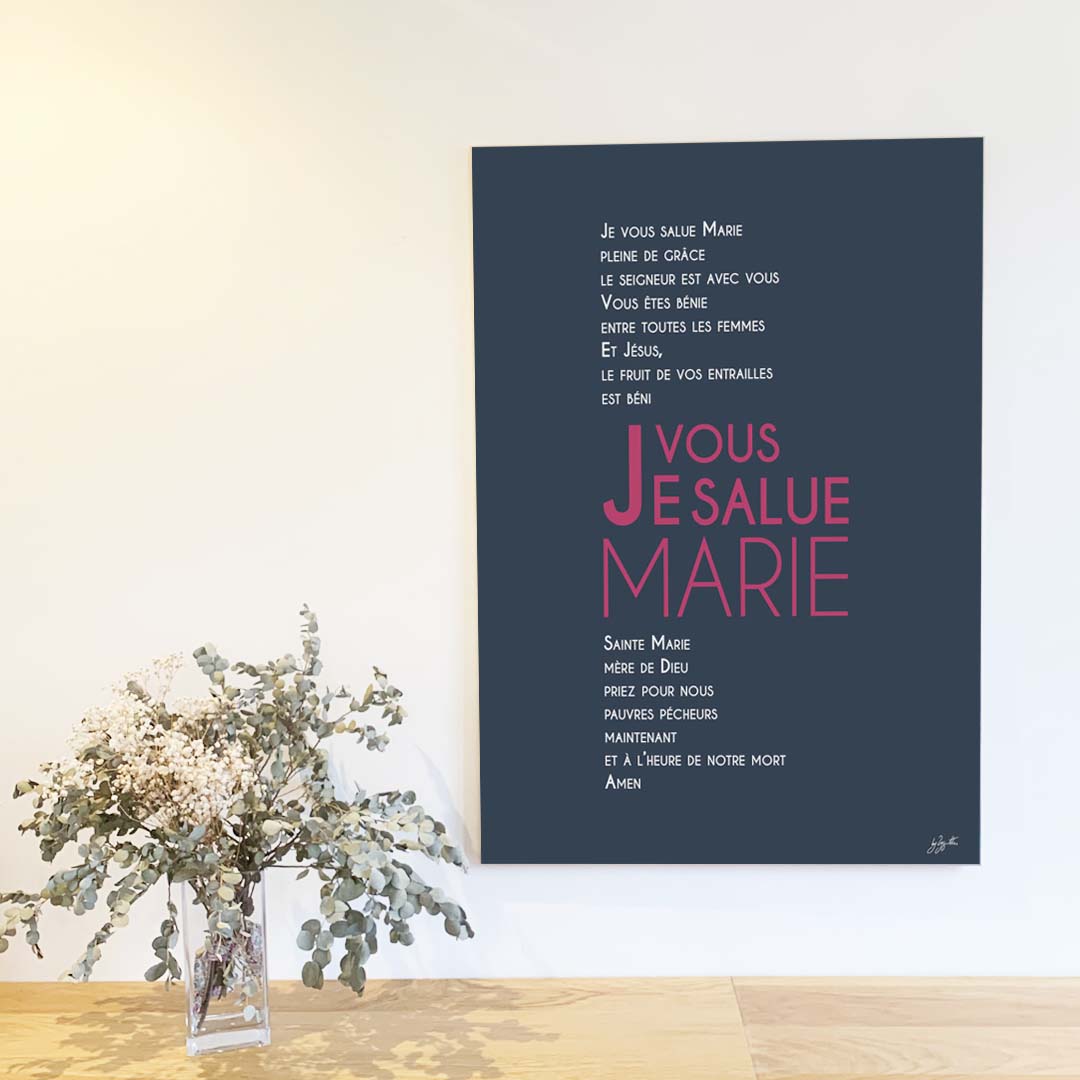 Affiche prière à Marie – décoration murale chrétienne inspirée de la Vierge Marie et de la foi catholique.