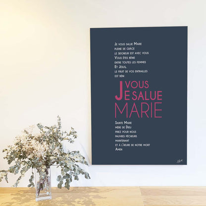 Affiche prière à Marie – décoration murale chrétienne inspirée de la Vierge Marie et de la foi catholique.