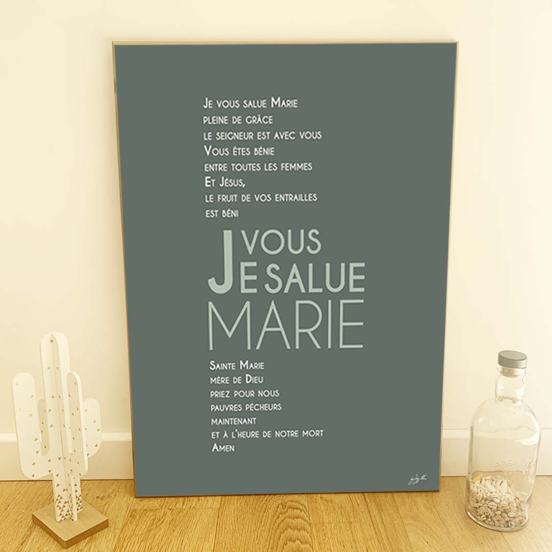 Affiche prière à Marie – décoration murale chrétienne inspirée de la Vierge Marie et de la foi catholique.