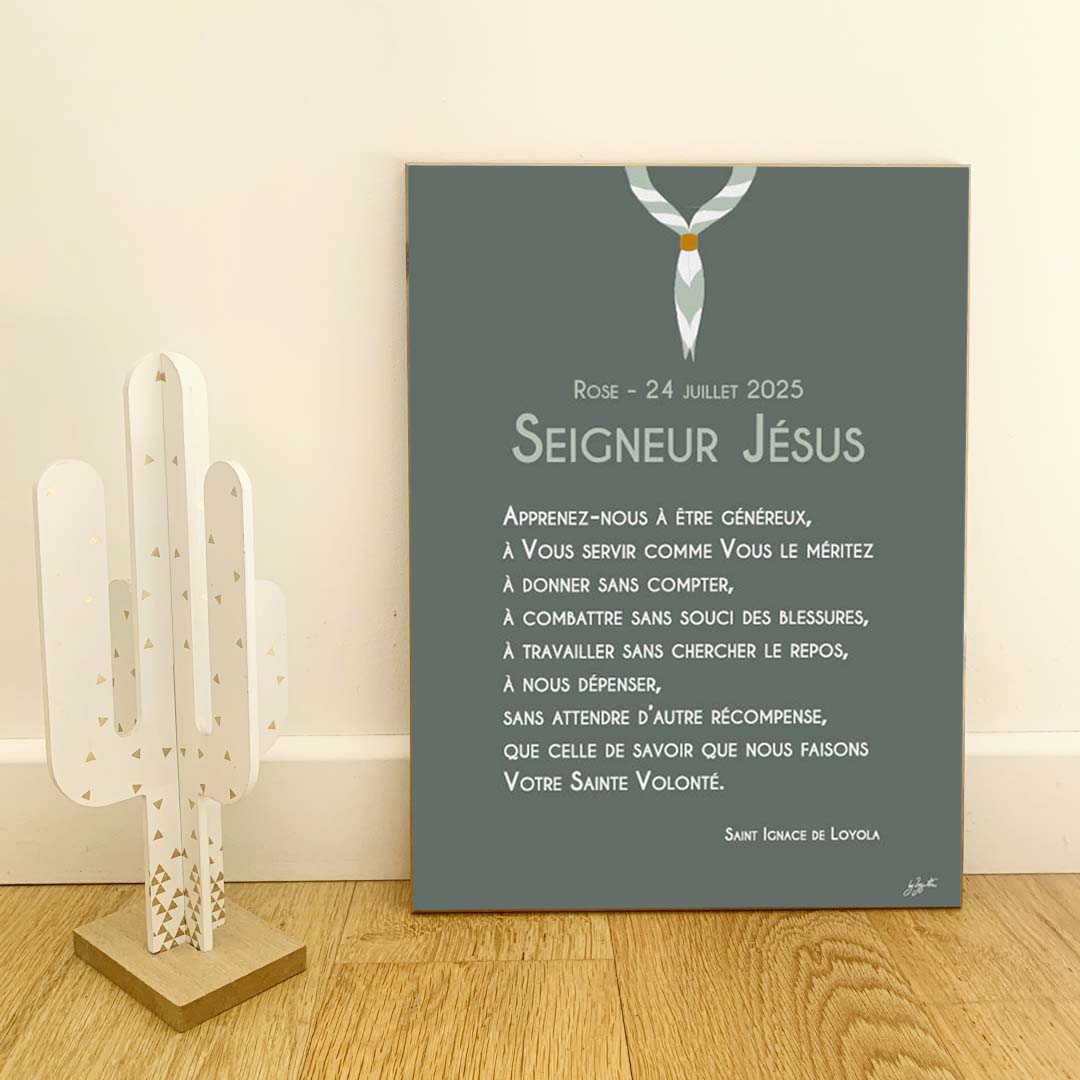 Affiche prière scoute – décoration murale inspirée du scoutisme et de la spiritualité chrétienne.