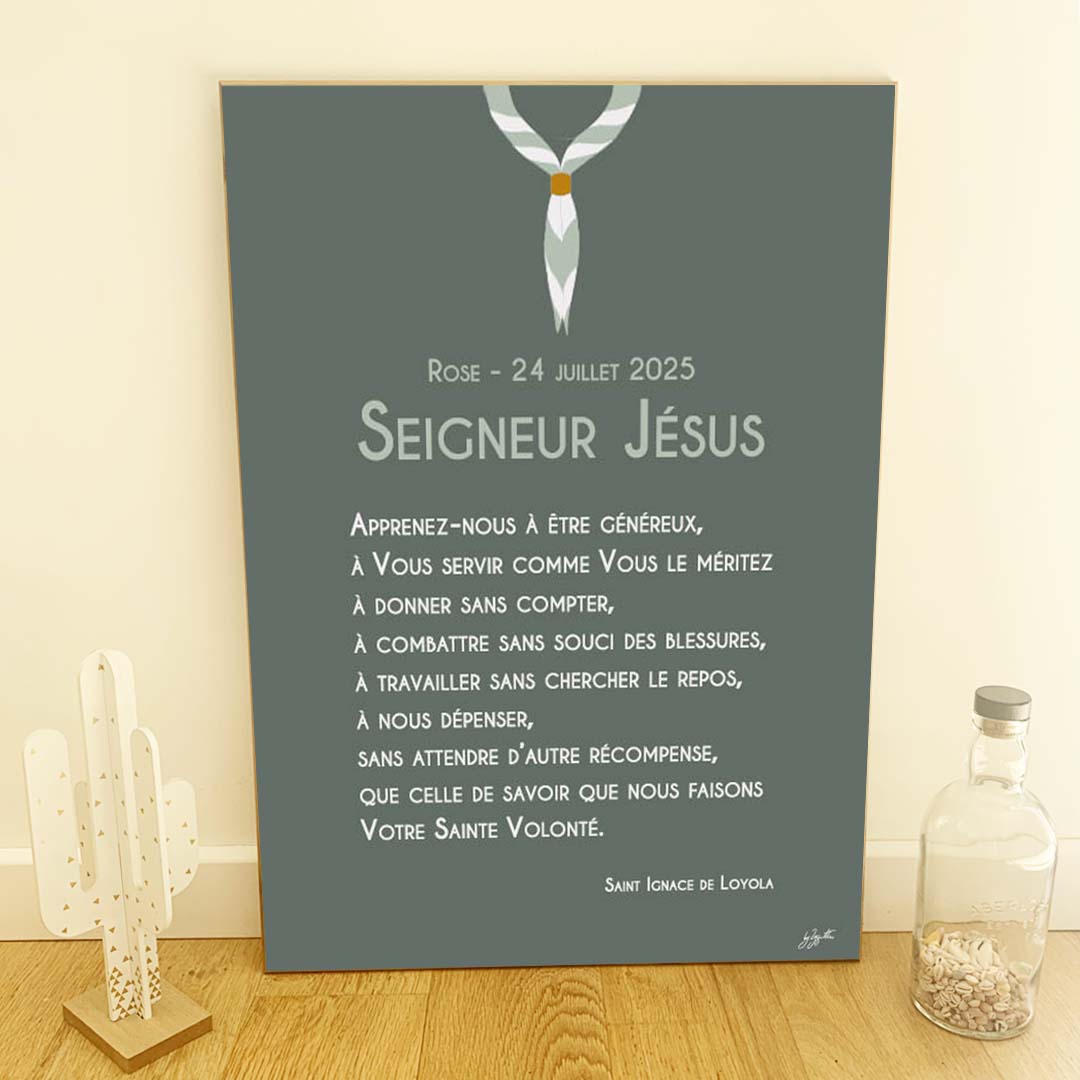 Affiche prière scoute – décoration murale inspirée du scoutisme et de la spiritualité chrétienne.