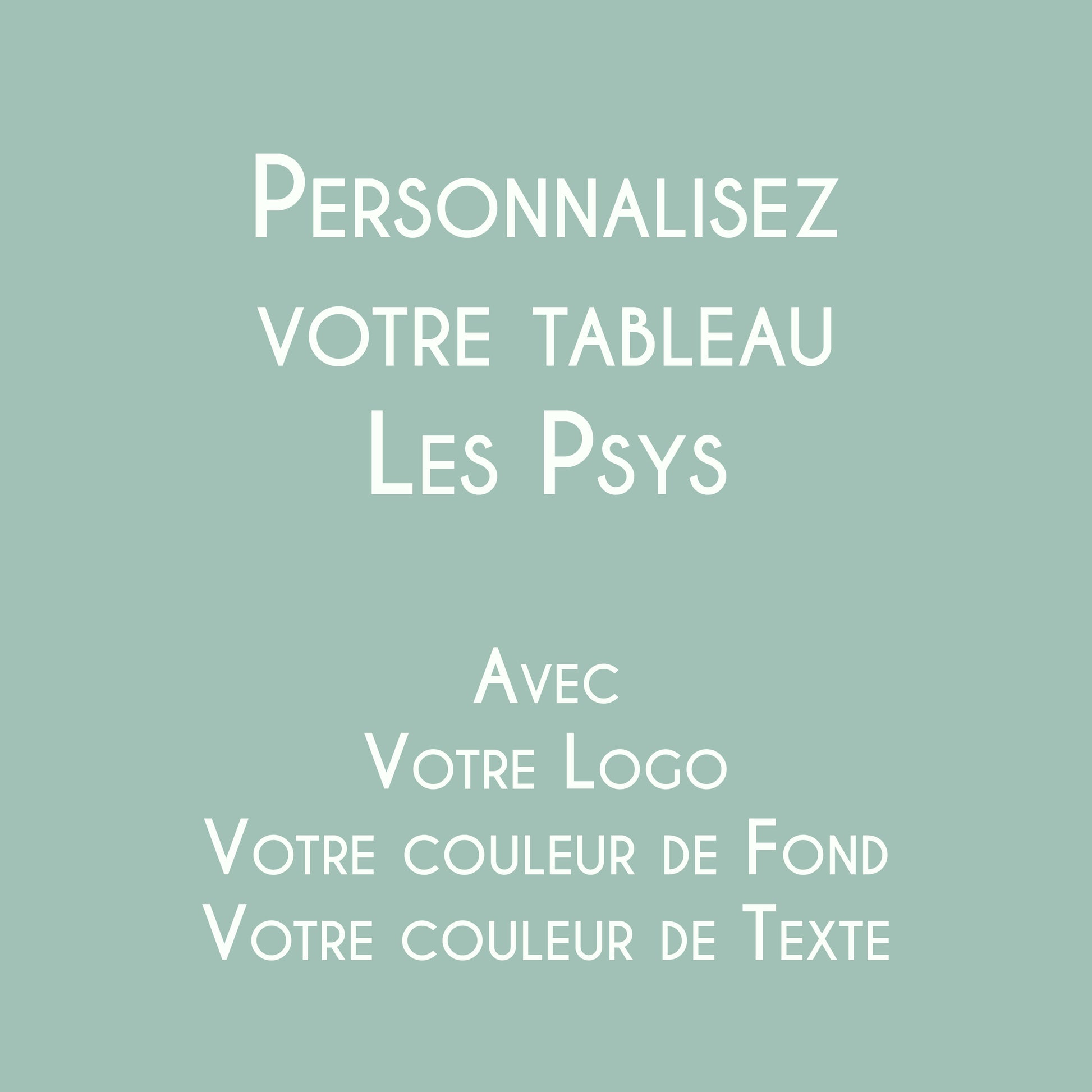Affiche Les Psychologues personnalisée avec logo et couleurs du cabinet, décoration murale professionnelle fabriquée en France.