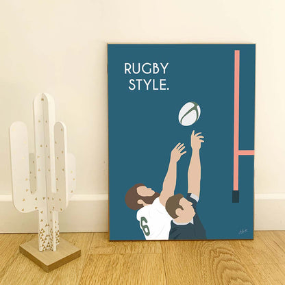 Affiche rugby vintage – décoration murale inspirée de la passion du rugby.