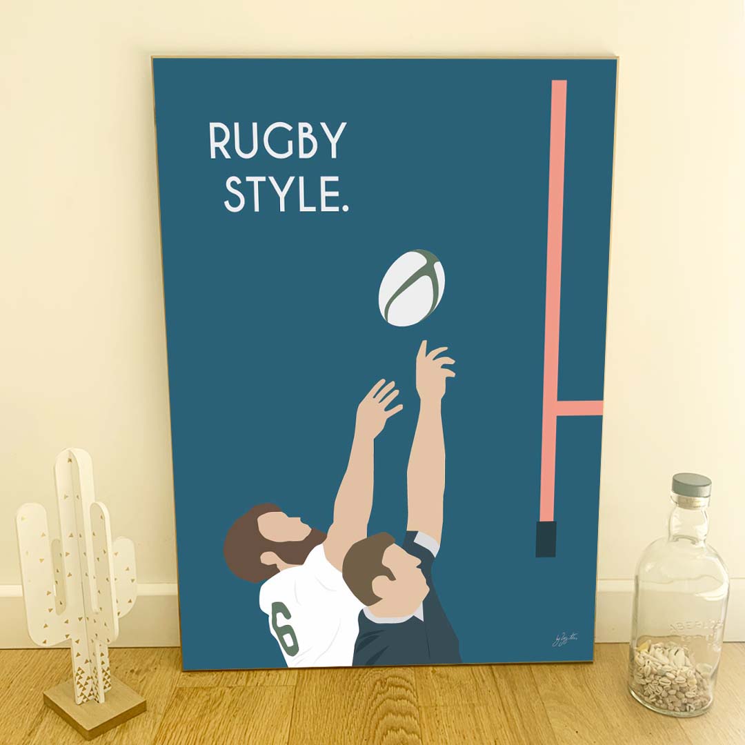 Affiche rugby vintage – décoration murale inspirée de la passion du rugby.