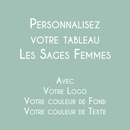 Affiche personnalisée Les Sages-Femmes avec logo et couleurs du cabinet.