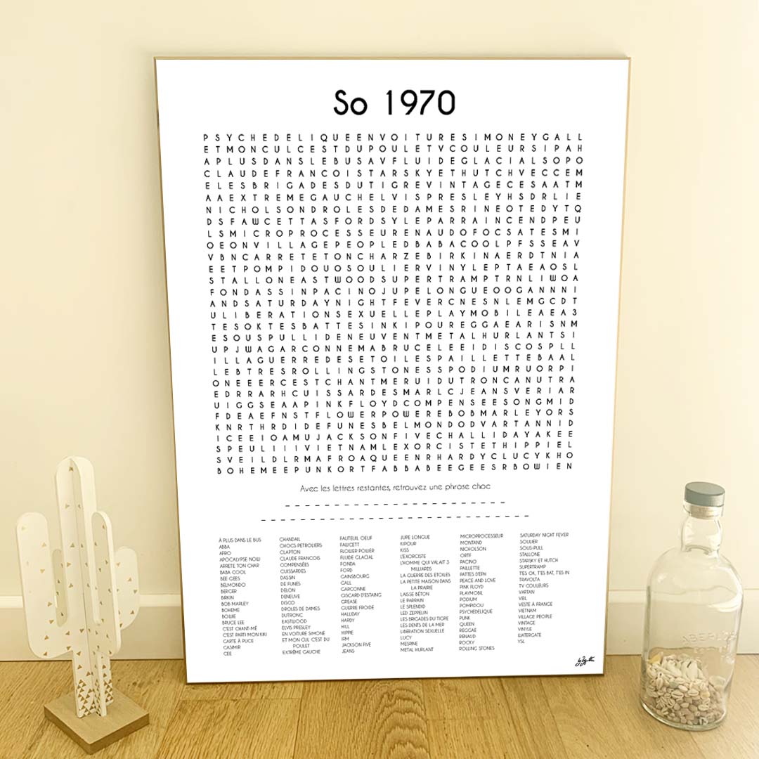 Affiche en bois et poster sur les Années 70