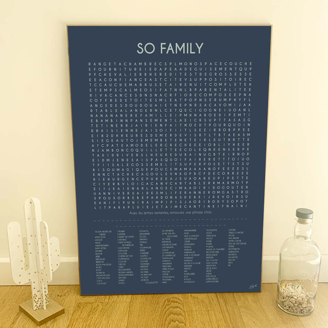 Affiche So Family – décoration murale familiale chaleureuse.