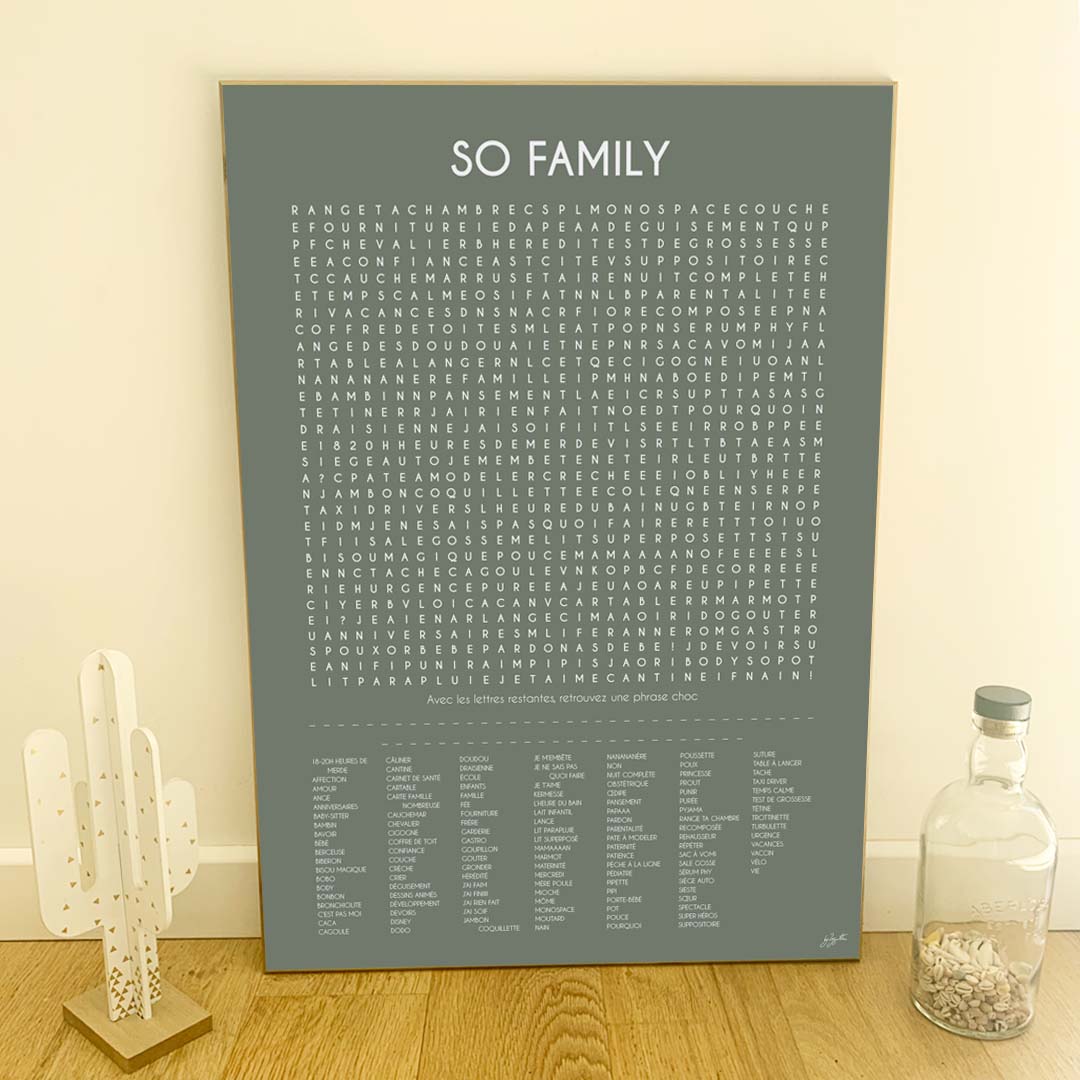 Affiche So Family – décoration murale familiale chaleureuse.