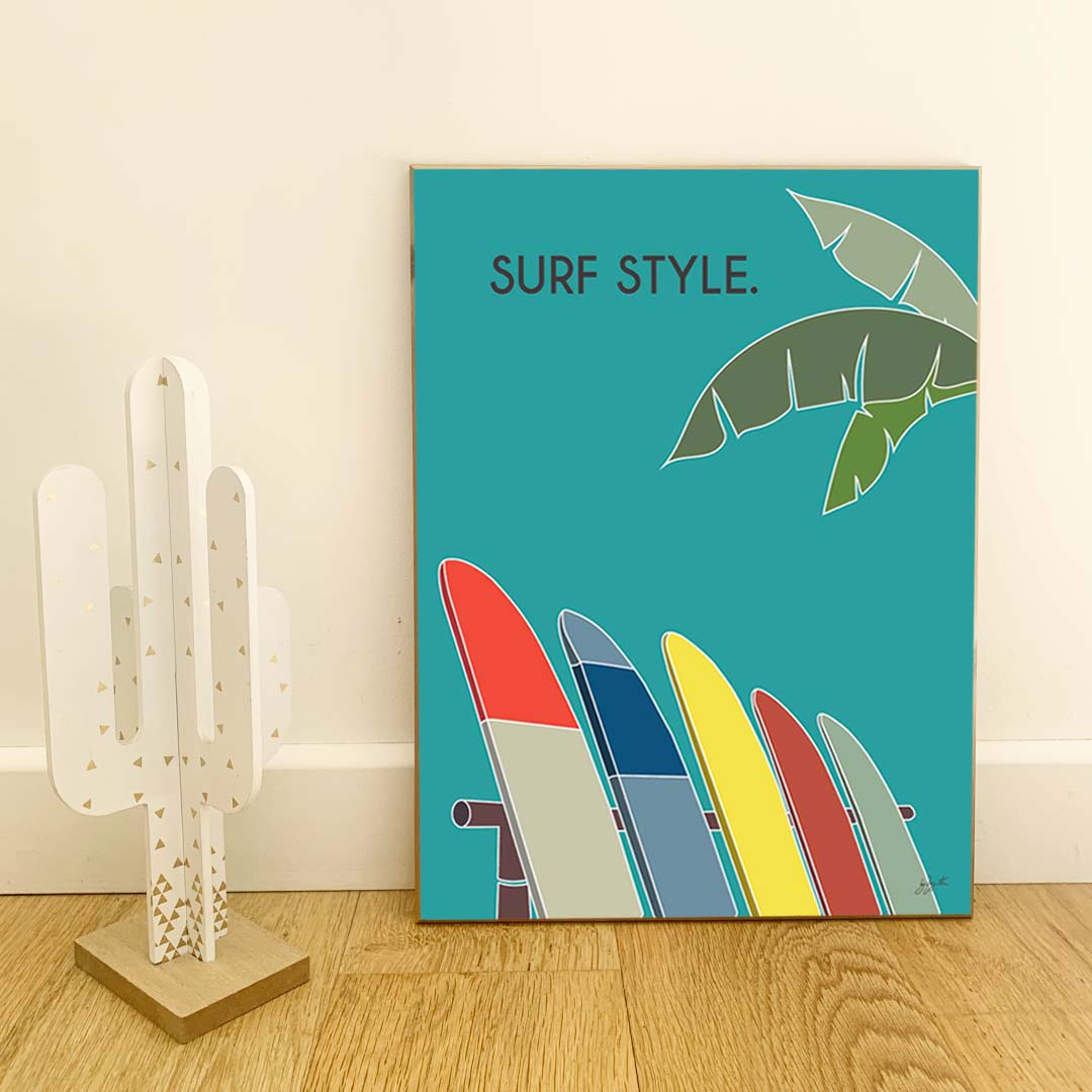 Affiche surf bord de mer – décoration murale inspirée des vagues, de l'océan et du lifestyle surf.