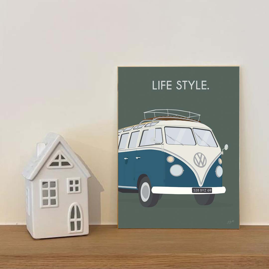 Affiche van lifestyle – décoration murale inspirée du voyage, de l’aventure et de l’esprit vanlife.