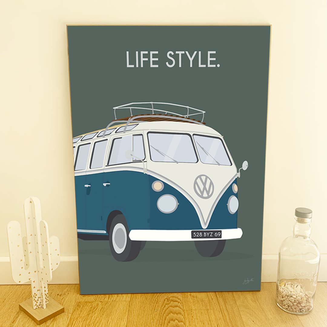 Affiche van lifestyle – décoration murale inspirée du voyage, de l’aventure et de l’esprit vanlife.