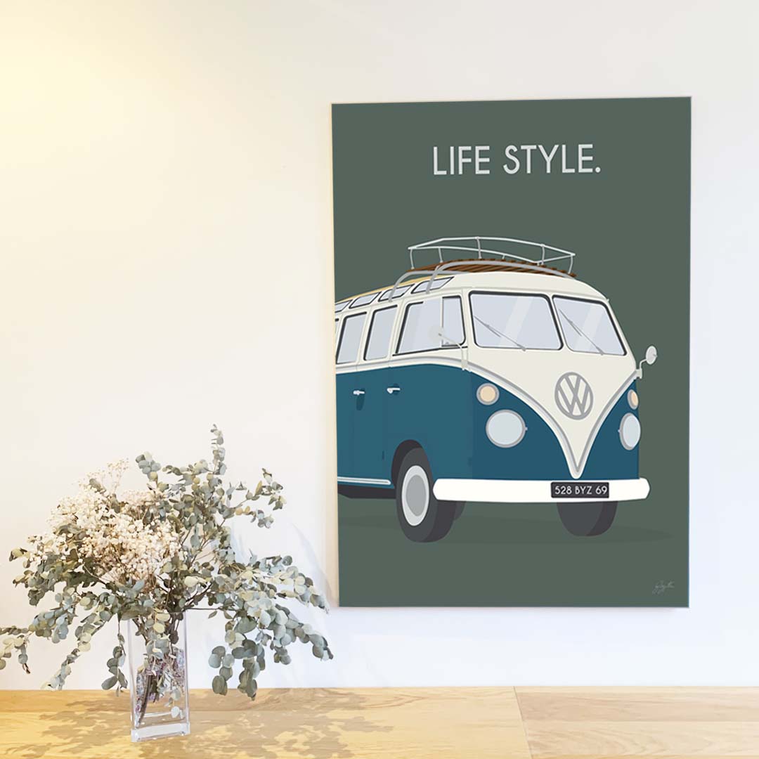 Affiche van lifestyle – décoration murale inspirée du voyage, de l’aventure et de l’esprit vanlife.