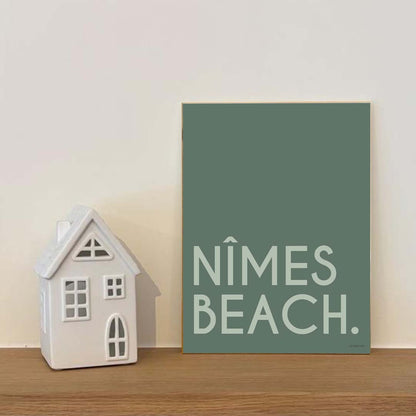 Affiche Ville Beach personnalisée avec nom de ville ou plage, décoration murale esprit bord de mer fabriquée en France.