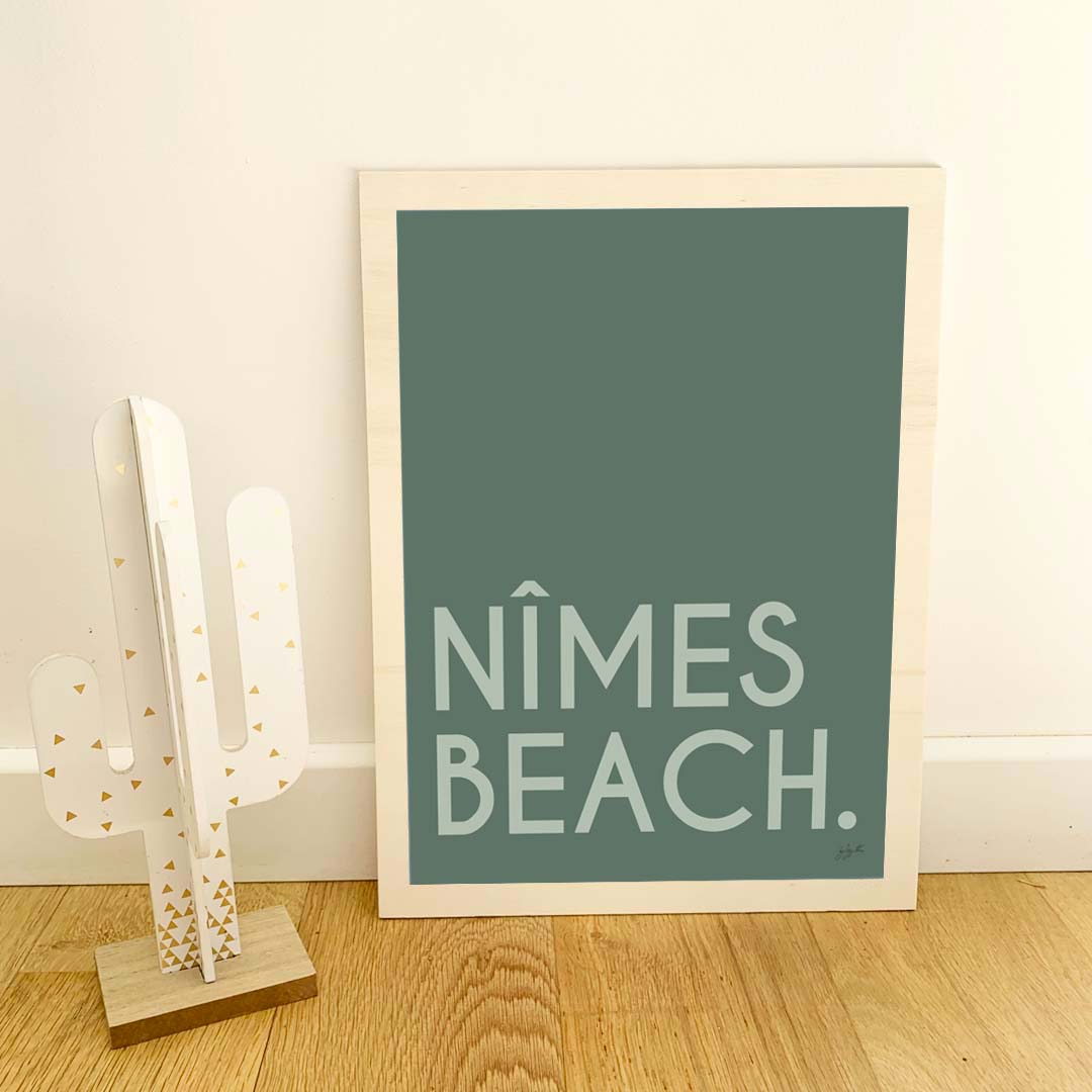 Affiche Ville Beach personnalisée avec nom de ville ou plage, décoration murale esprit bord de mer fabriquée en France.