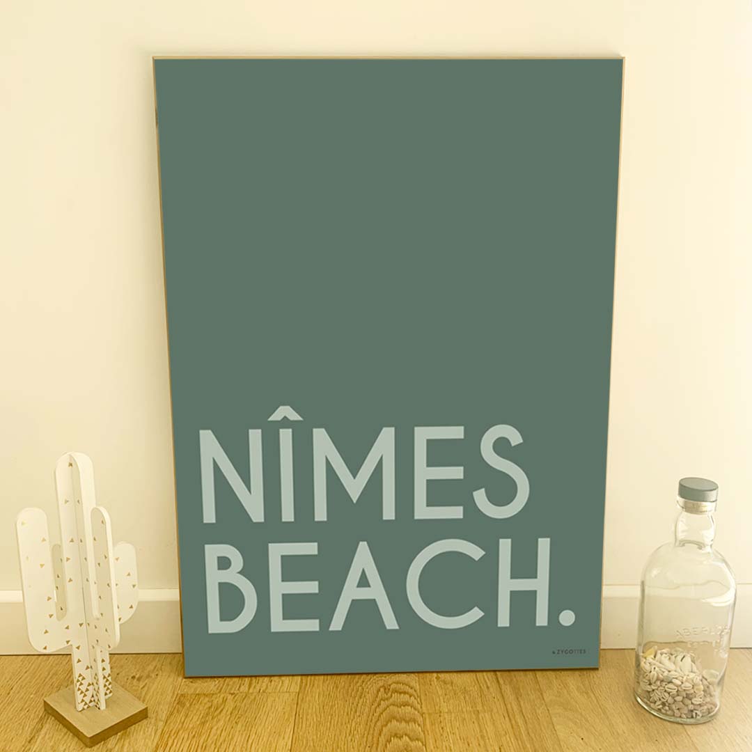 Affiche Ville Beach personnalisée avec nom de ville ou plage, décoration murale esprit bord de mer fabriquée en France.