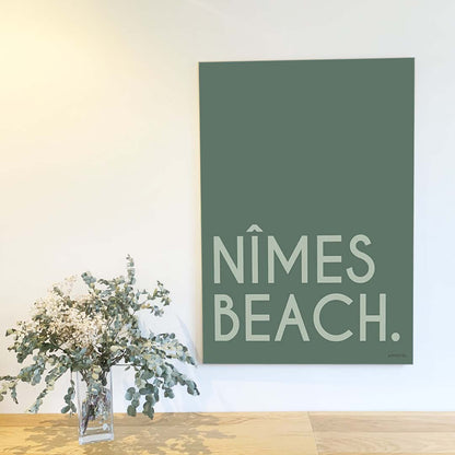 Affiche Ville Beach personnalisée avec nom de ville ou plage, décoration murale esprit bord de mer fabriquée en France.