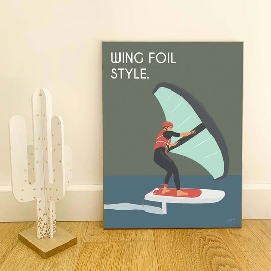 Affiche wing foil océan – décoration murale inspirée des sports nautiques et de la glisse.