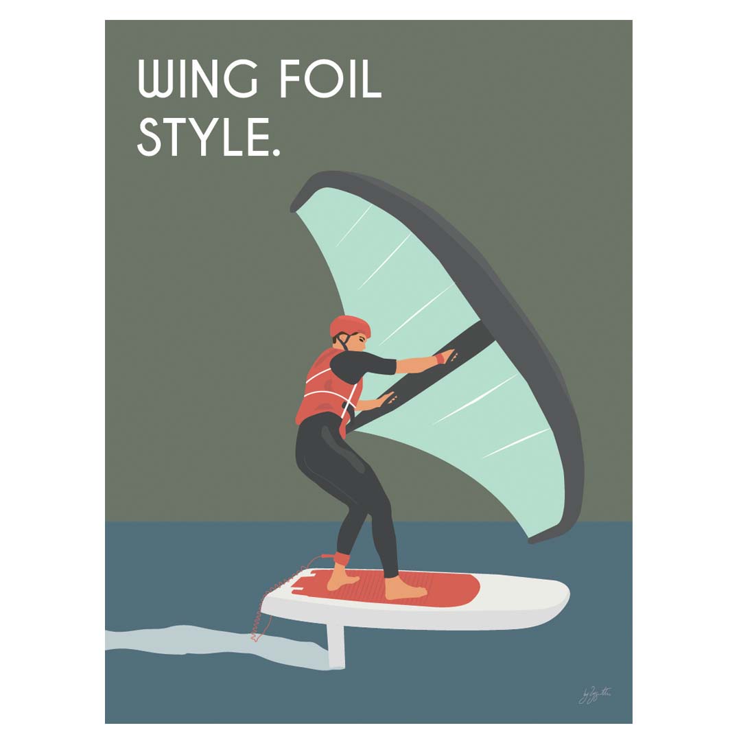 Affiche wing foil océan – décoration murale inspirée des sports nautiques et de la glisse.