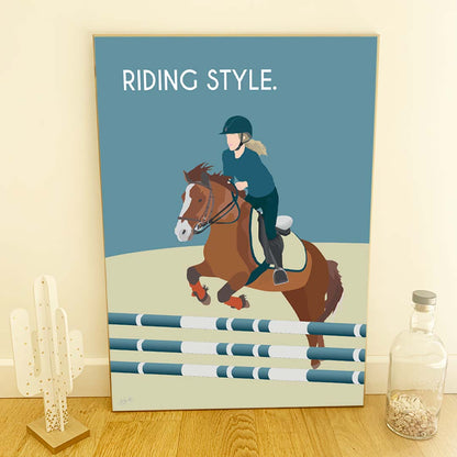 Affiche équitation élégante – décoration murale inspirée du cheval et du riding lifestyle.