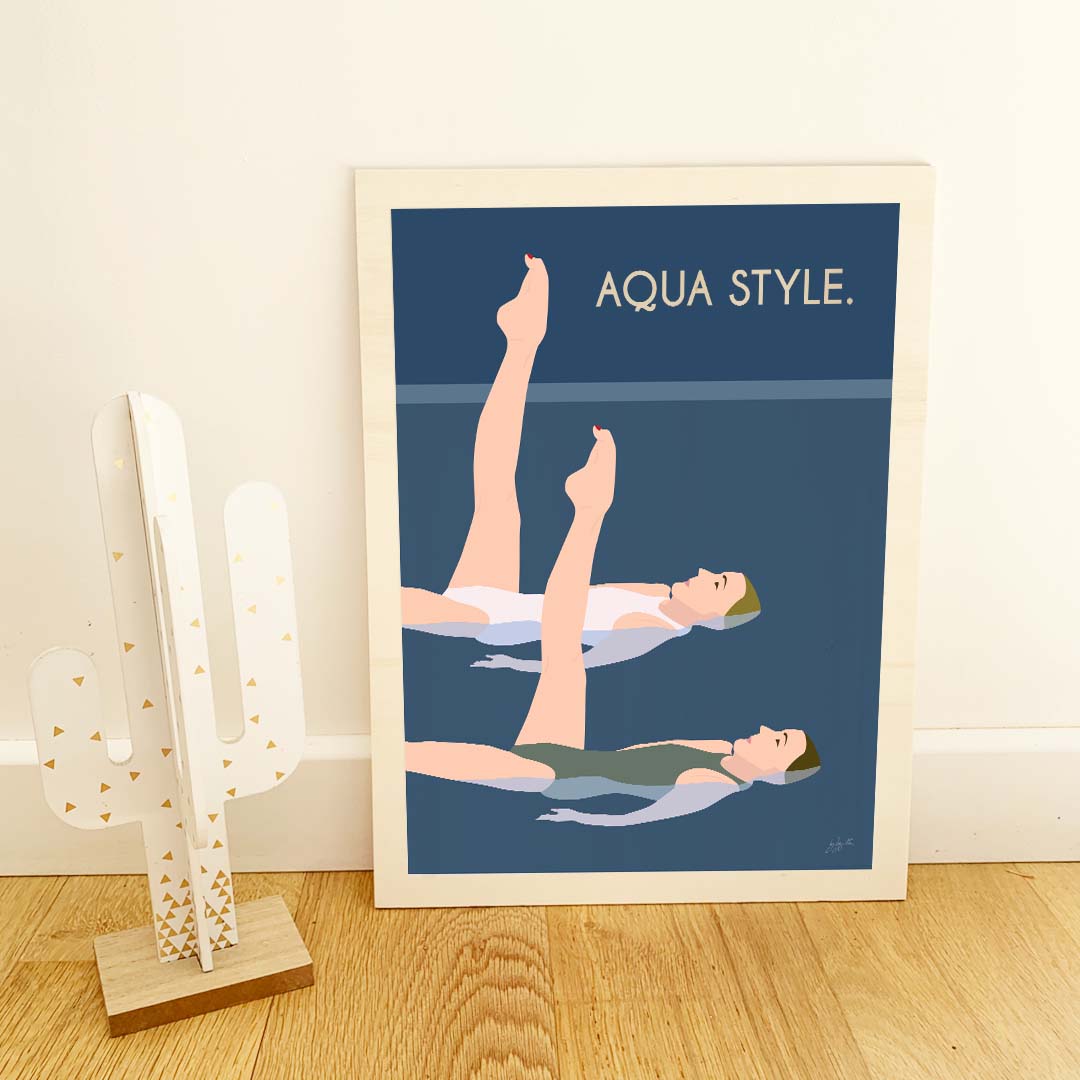 Affiche Natation – décoration murale inspirée des sports aquatiques, de l’océan et du bord de mer.