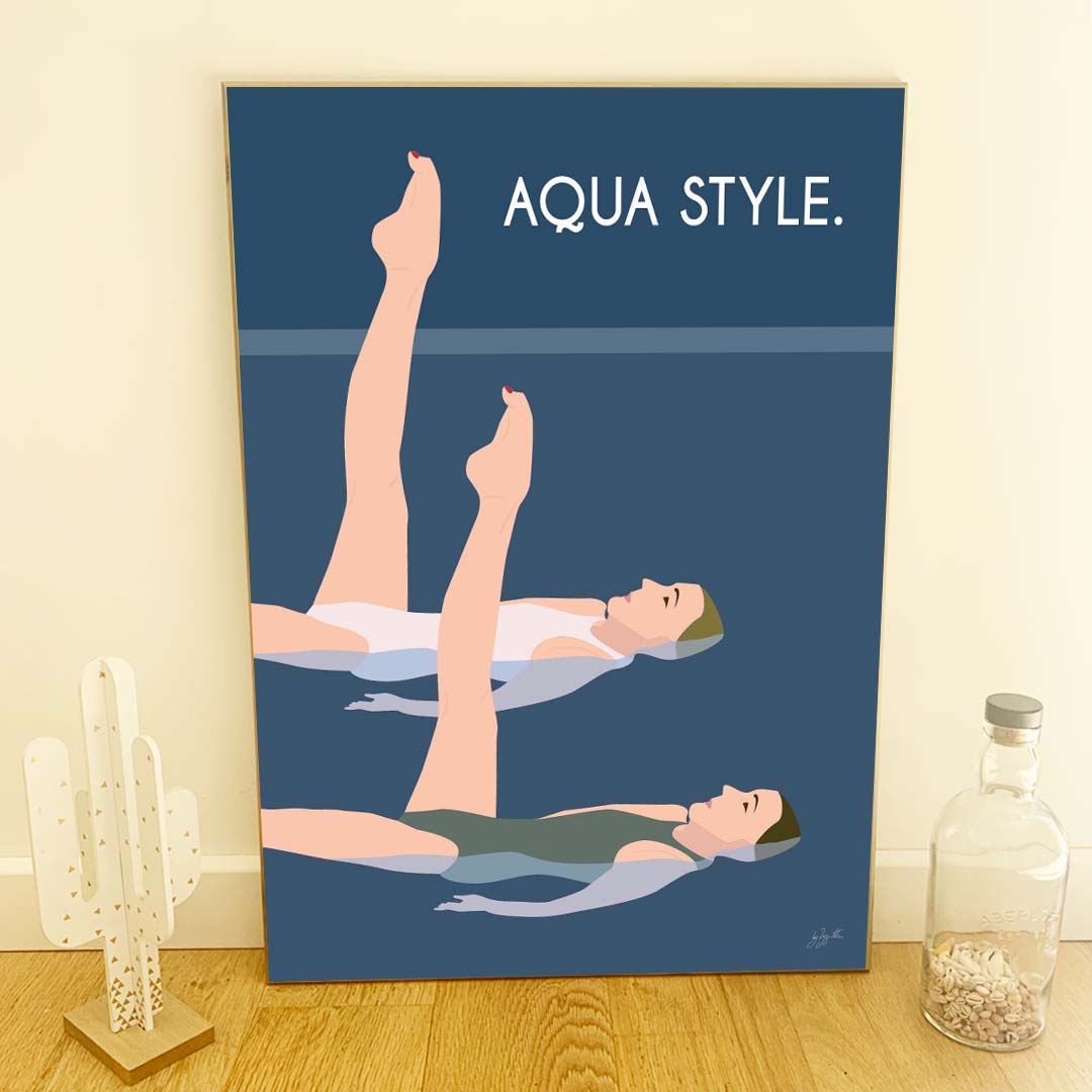 Affiche Natation – décoration murale inspirée des sports aquatiques, de l’océan et du bord de mer.