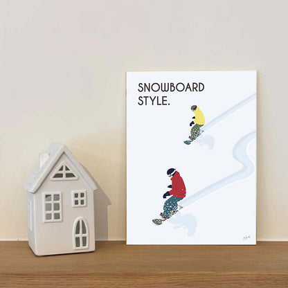 Affiche snowboard montagne – décoration murale inspirée des sports d’hiver et des paysages enneigés.