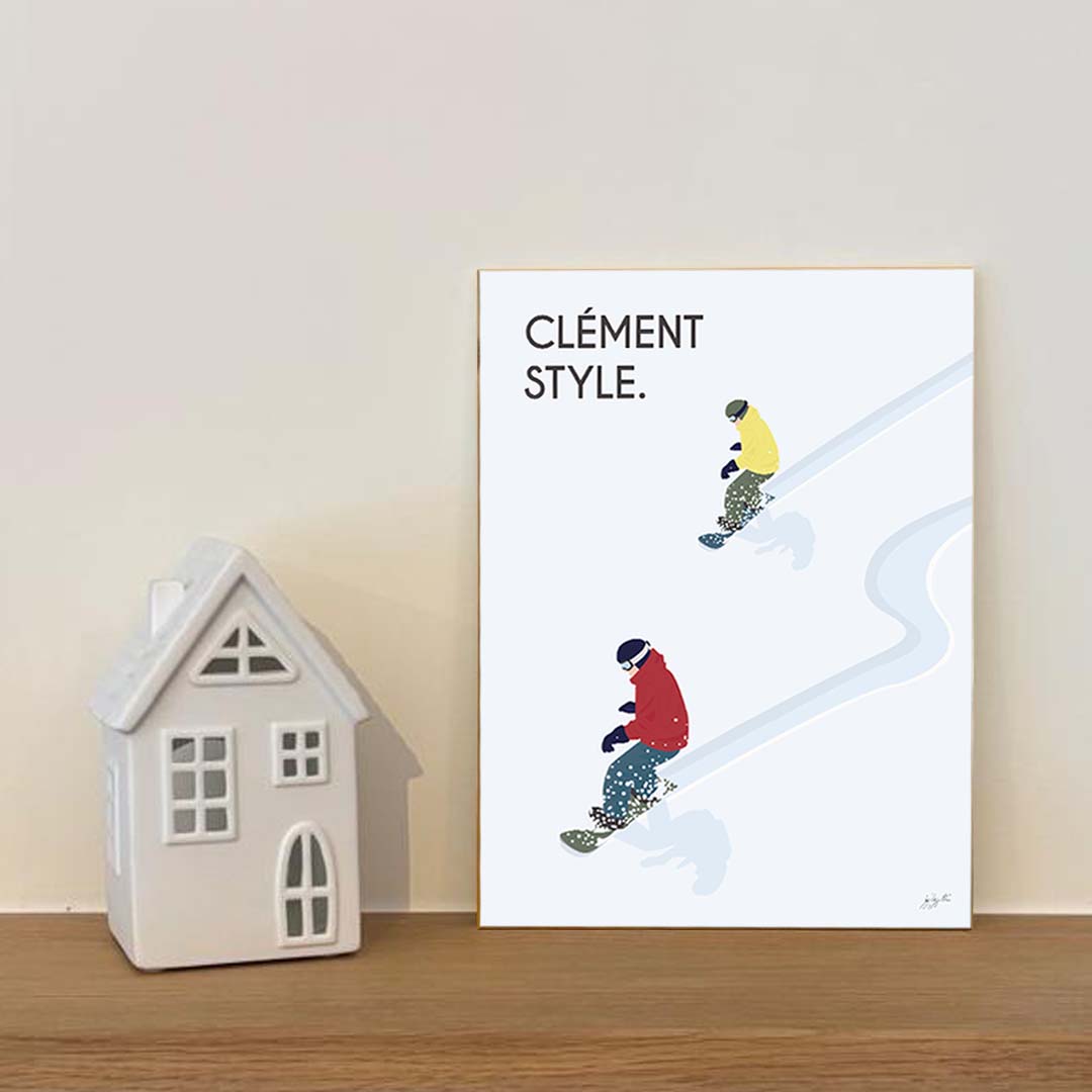 Affiche snowboard montagne – décoration murale inspirée des sports d’hiver et des paysages enneigés.
