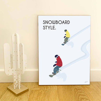 Affiche snowboard montagne – décoration murale inspirée des sports d’hiver et des paysages enneigés.