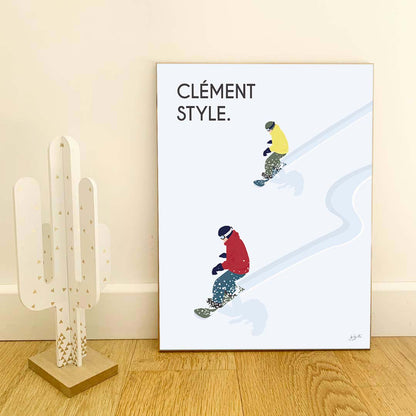 Affiche snowboard montagne – décoration murale inspirée des sports d’hiver et des paysages enneigés.