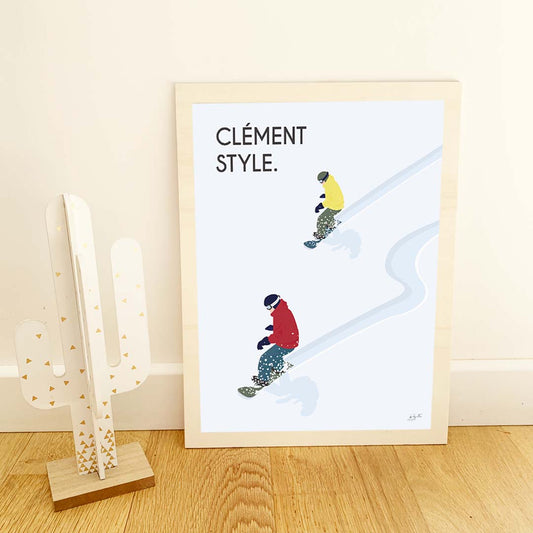 Affiche snowboard montagne – décoration murale inspirée des sports d’hiver et des paysages enneigés.