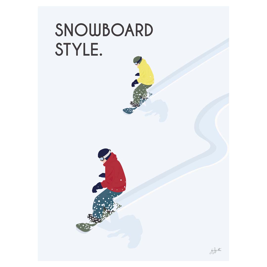 Affiche snowboard montagne – décoration murale inspirée des sports d’hiver et des paysages enneigés.