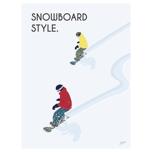 Affiche snowboard montagne – décoration murale inspirée des sports d’hiver et des paysages enneigés.