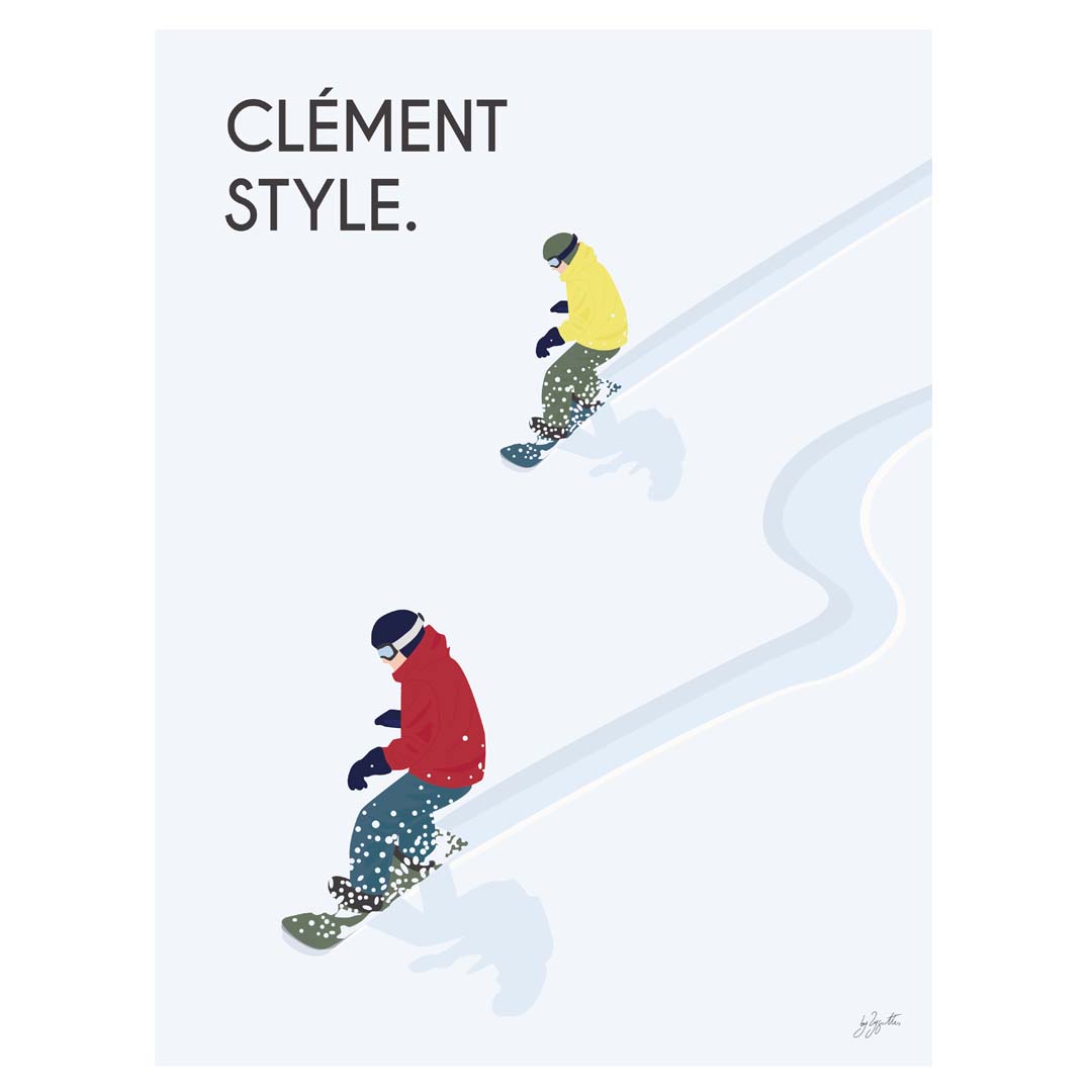 Affiche snowboard montagne – décoration murale inspirée des sports d’hiver et des paysages enneigés.