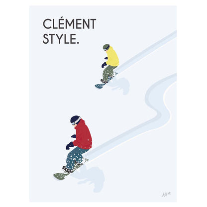Affiche snowboard montagne – décoration murale inspirée des sports d’hiver et des paysages enneigés.