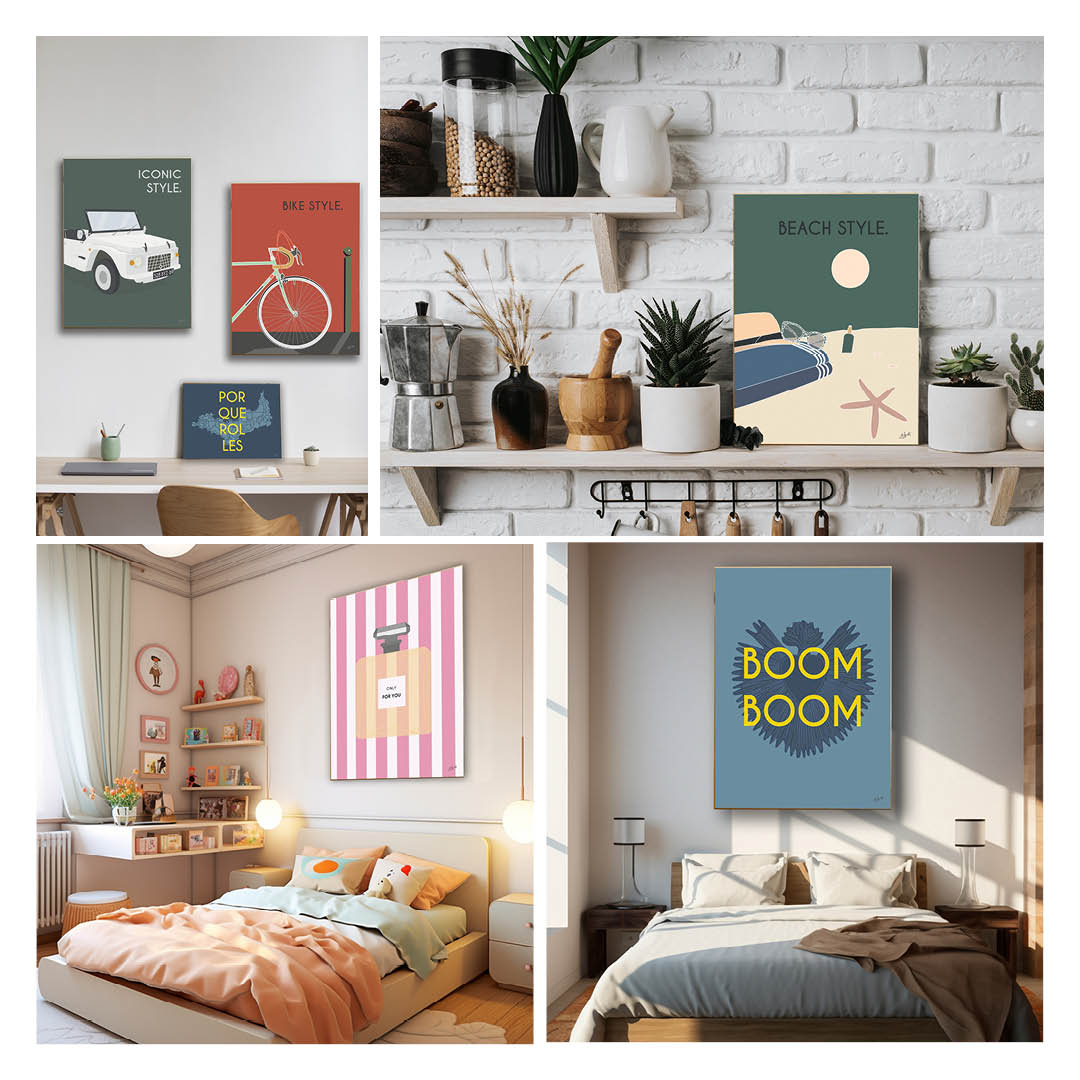 idée cadeau femme - affiche en bois rétro minimalistes