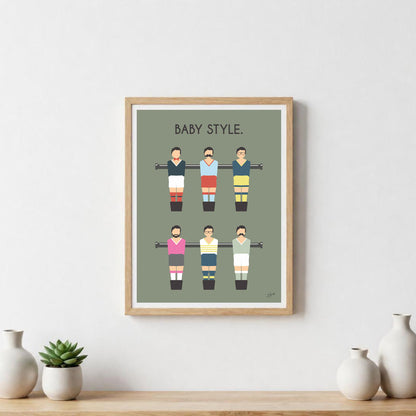 Poster babyfoot vintage – décoration murale rétro inspirée du célèbre jeu de café et des moments de convivialité.
