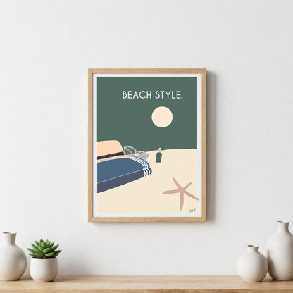 Poster bord de mer vacances – décoration murale inspirée de la plage, de l’océan et de l’évasion.