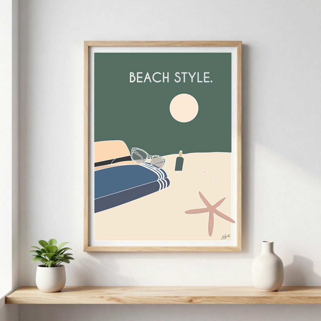 Poster bord de mer vacances – décoration murale inspirée de la plage, de l’océan et de l’évasion.